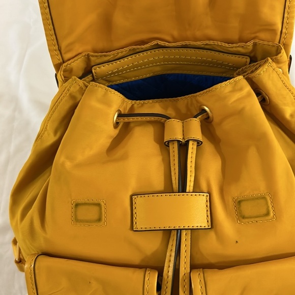 Tory Burch Mustard Yellow Nylon Leather Backpack - Picture 12 of 15